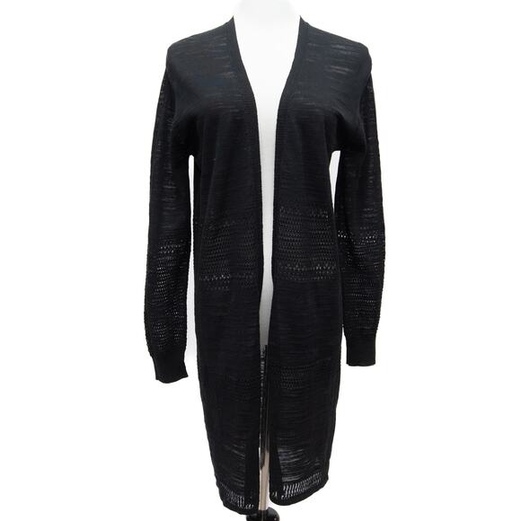 Revolve One Grey Day Black Lightweight Spring Open Front Cardigan Size Medium - Picture 1 of 11